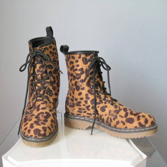 animal print combat boots